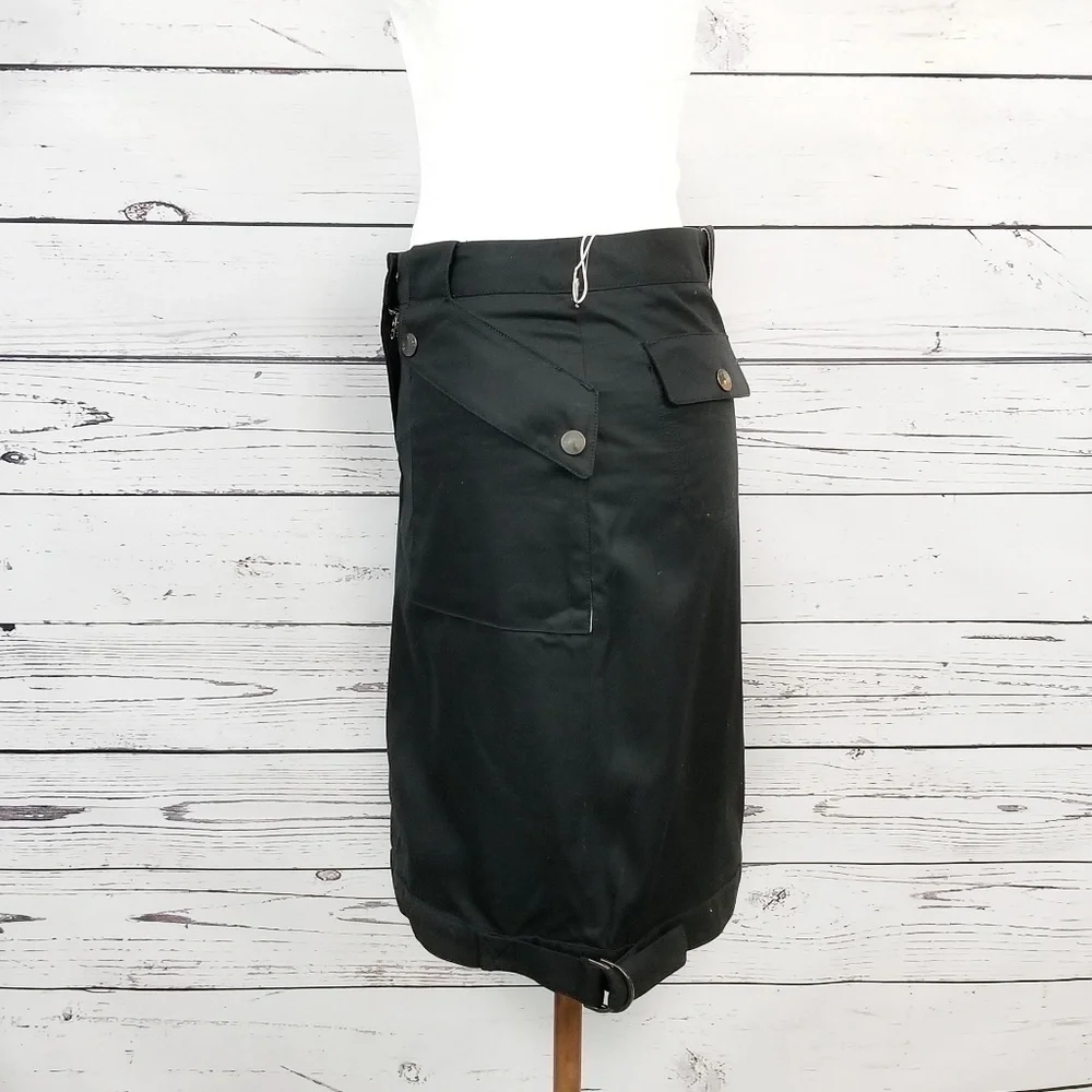 Reyes black cargo pocket utility pencil skirt women's size 2 New With Tags